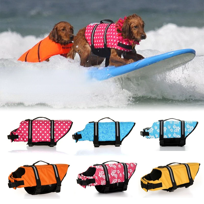 XXS-XXL Dog Life Vest Summer Printed Pet Life Jacket Dog Safety Clothes Dogs Swimwear Pets Safety Swimming Suit Summer