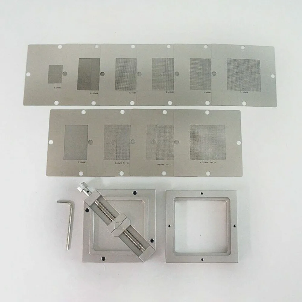 Professional Reballing Kit 90mm Reball Station Fixture Jig with 10PCS Universal Stencil Set for Precise PCB Repair