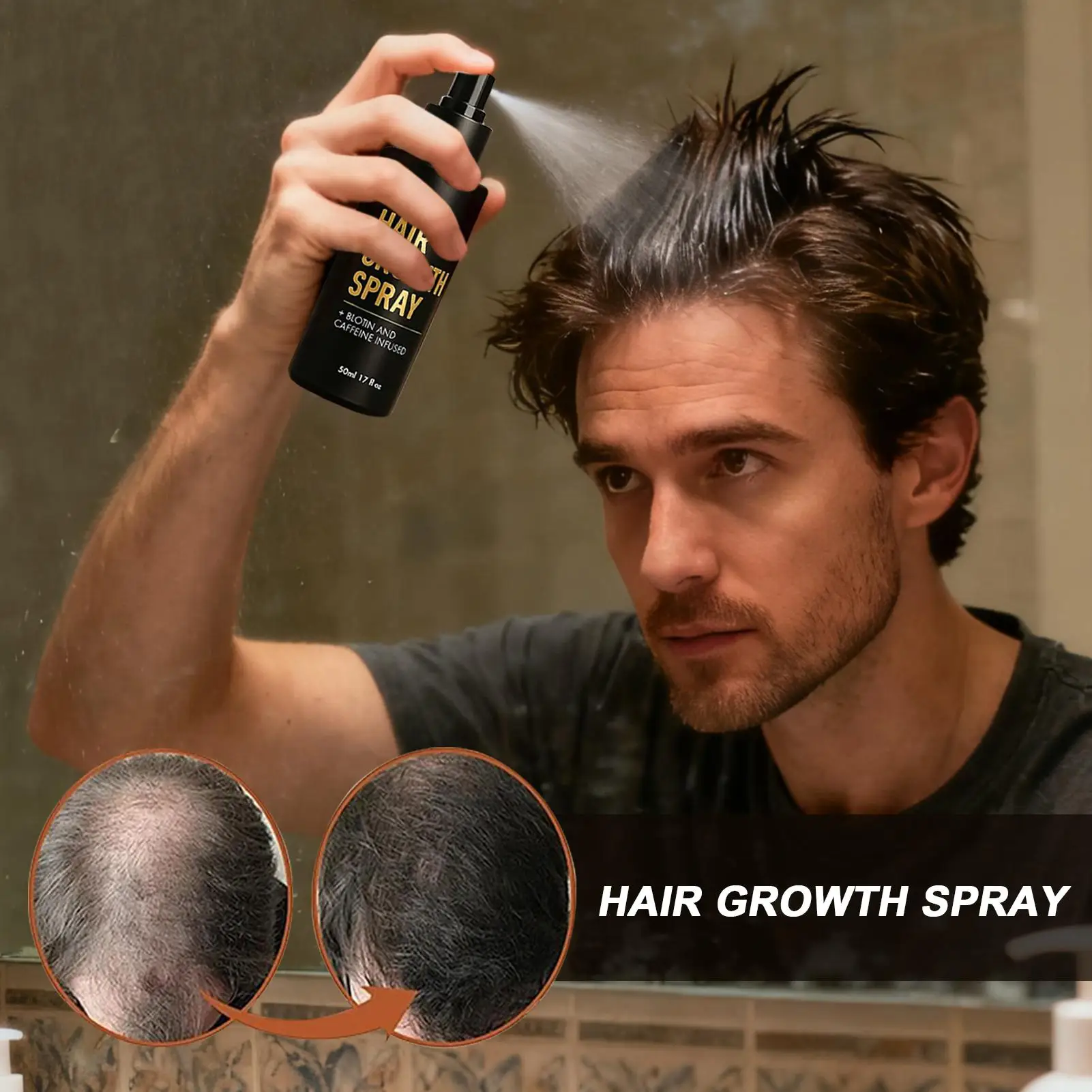 

Hair Growth Spray for Men 50ml Thicker Mist Frizz Control Spray for Thickening Health Booster Scalp Care Frizz Control Home