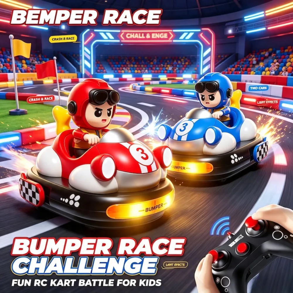 RC Collision Bumper Car Toy 2 Players Remote Control Electric Crash Kart Spinning Battle Bumper Car Game Perfect Birthday Gift