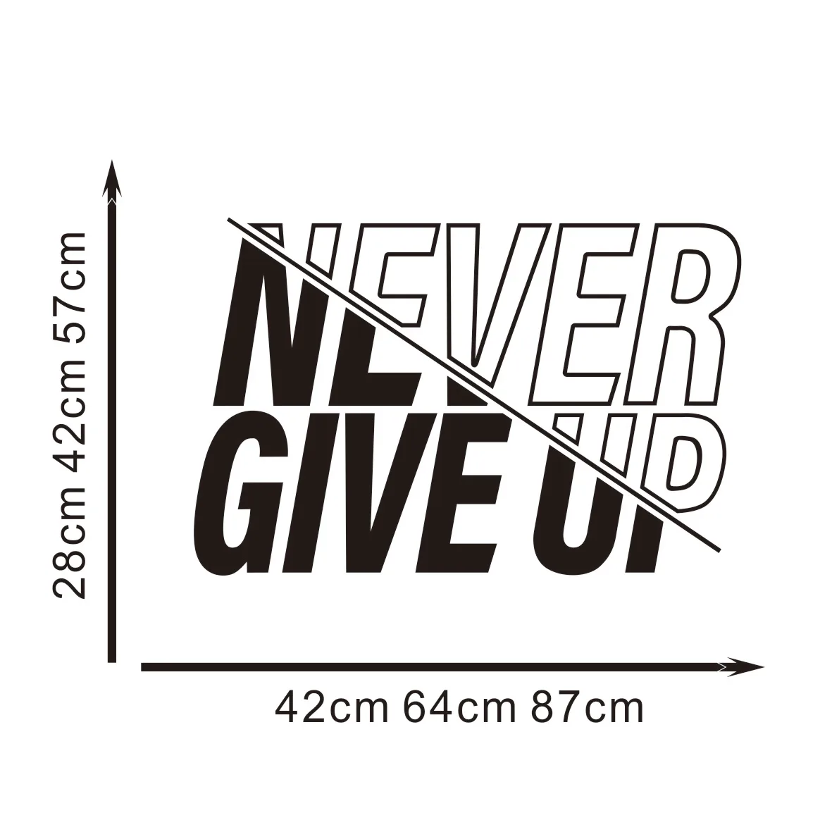 Never Give Up Wall Decal Vinyl Sticker Motivational Quote Fitness Gift Wall Sticker Gym Decor Poster Sign Removable Decals