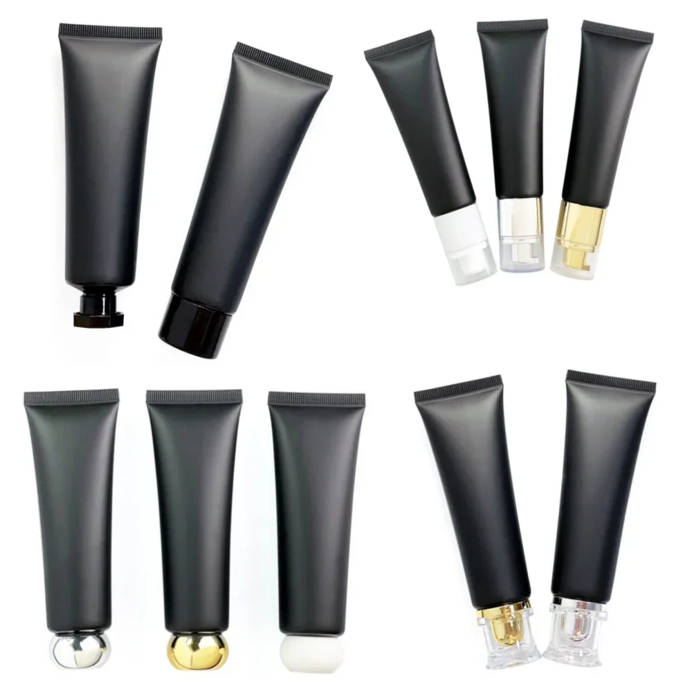 50g Empty Plastic Matte Black Soft Tube with Flip Cap Squeeze Packing Bottle Hand Cream Lotion Cosmetic Travel Container 여행용