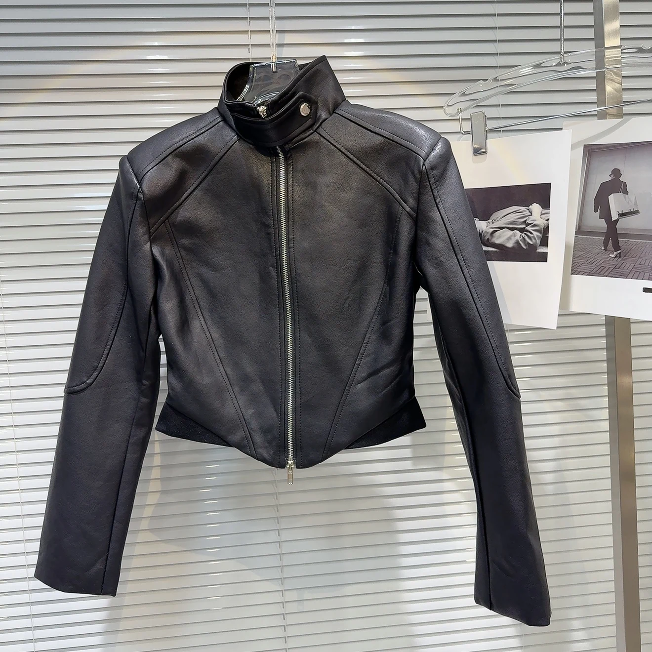 Sweet And Cool Motorcycle PU Leather Jaet ort Outerwear Stand Collar 3D Tailoring for Young Women Spring Autumn New Sle