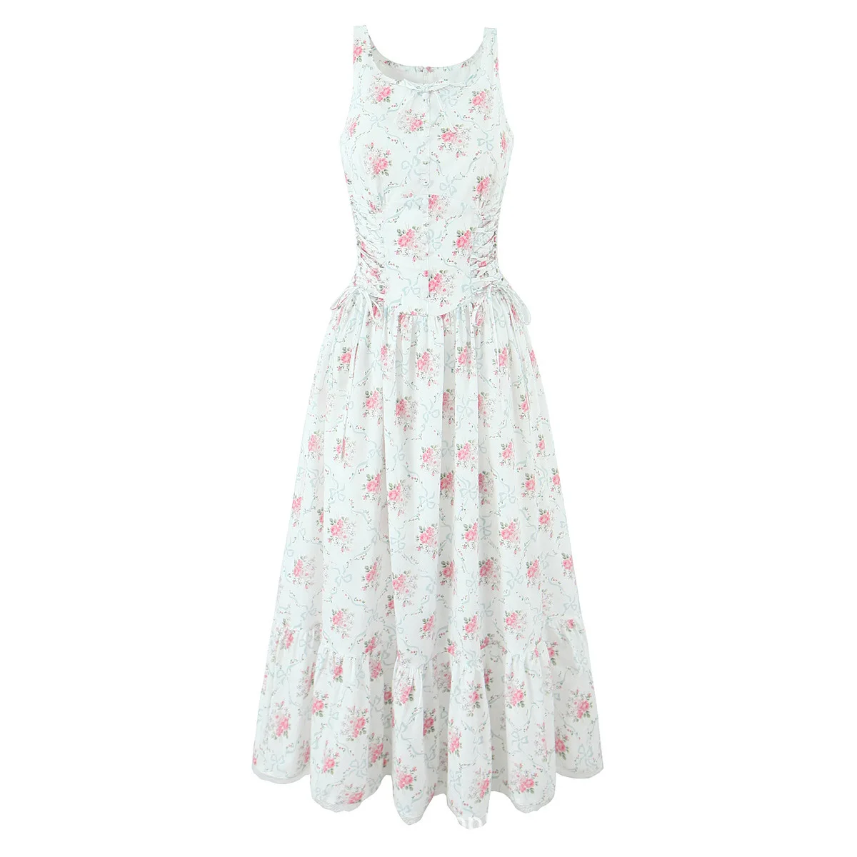 

French Romantic Spaghetti Straps Sleeveless Mid Length Party Holiday Dress