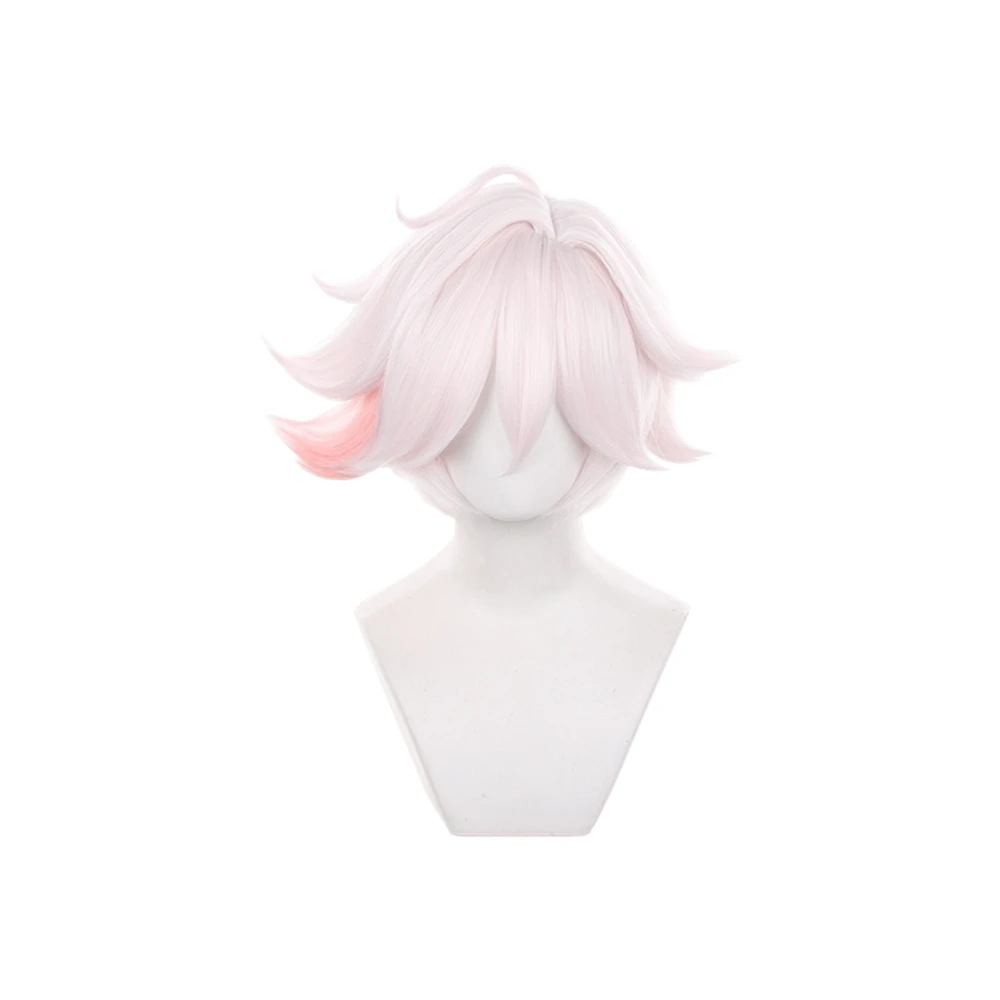 Light Pink Short Spiky Cosplay Wig with Side Highlights Synthetic Heat Resistant for Women Anime Halloween