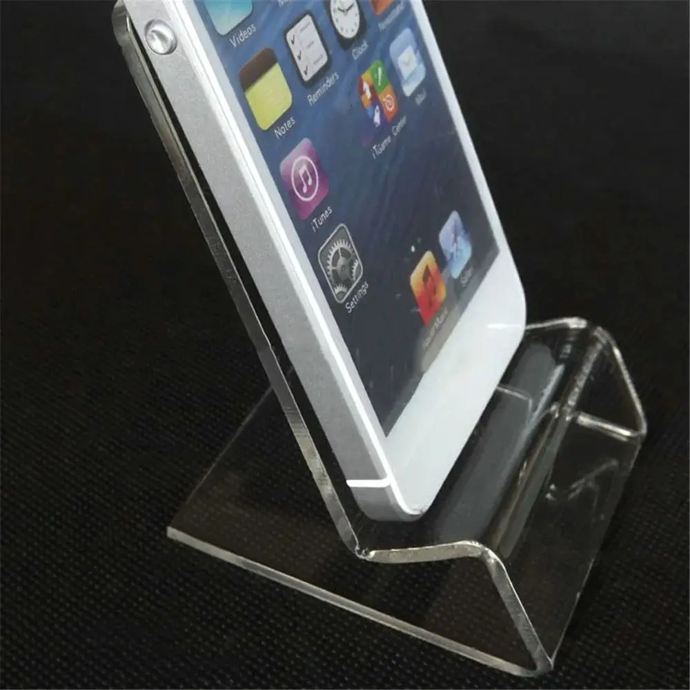 New Portable Acrylic Phone Holder Rack Stand Card Holders Display Stand Transparent Desk Organizers Cell Phone Holder