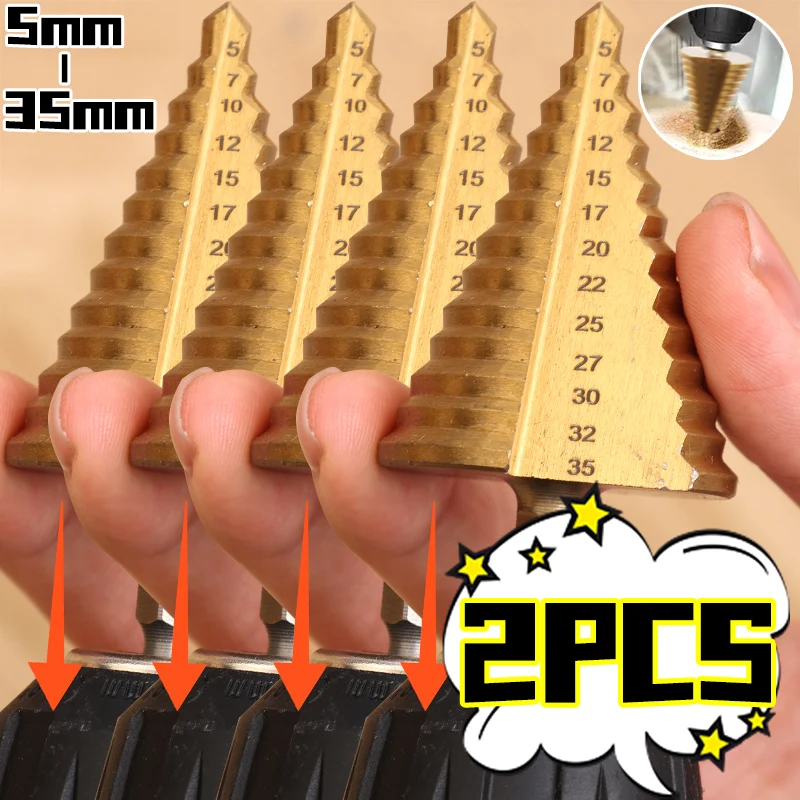 

Hexagonal Straight Groove Step Drill Bit Pagoda Drill Aluminum Wood Plastic Hole Expand Tool Accessory 15 Progressive Hole Sizes