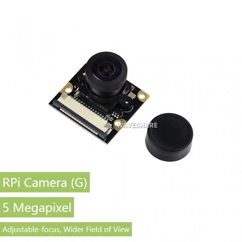 Waveshare RPi Camera (G), Fisheye Lens  OV5647-50 million pixel wide angle adjustable focus