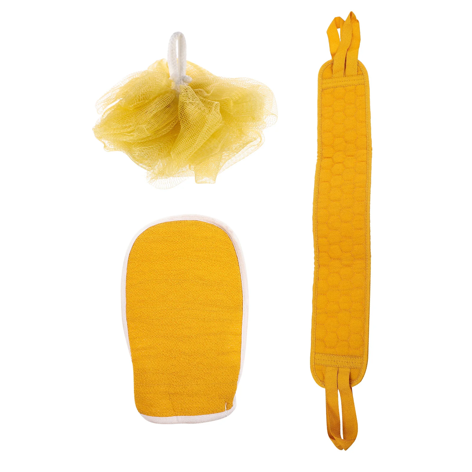 3 قطعة قفازات حمام الإسفنج مجموعة 3 قطعة دش الغسيل للظهر التقشير الجلد الميت تنظيف المحمولة السفر استخدام حزام طويل