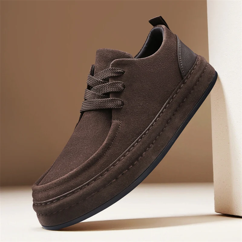 

Suede Leather Men Casual Shoes Fashion Comfortable Man Loafers Lightweight Walking Sneakers Platform Breathable Driving Footwear