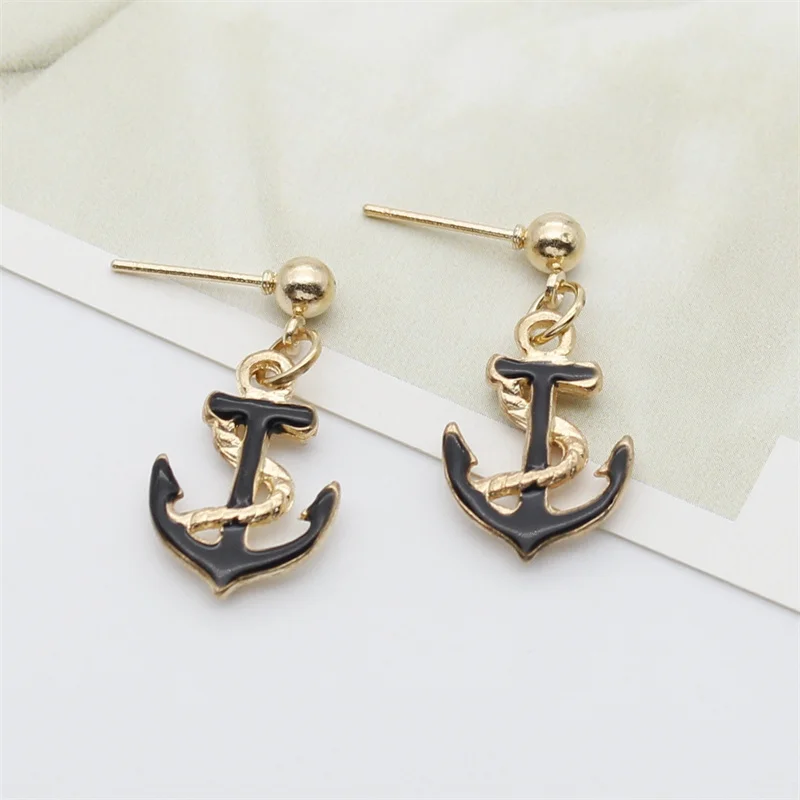 Ladies Fashion Retro Anchor Female Pendant Earrings Alloy Oil Drop Earrings Cute Small Objects Personality Jewelry