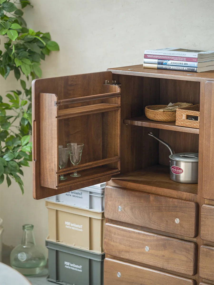 Double door six-chest cabinet, all solid wood storage locker, large capacity section, simple design