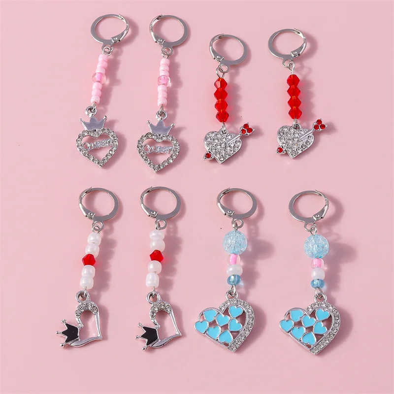 Aihua romantische rote Herz Ohrringe Kawaii Kristall Liebe Herz baumeln Ohrringe für Frauen Freundin Valentinstag Schmuck Geschenke – Detail 7