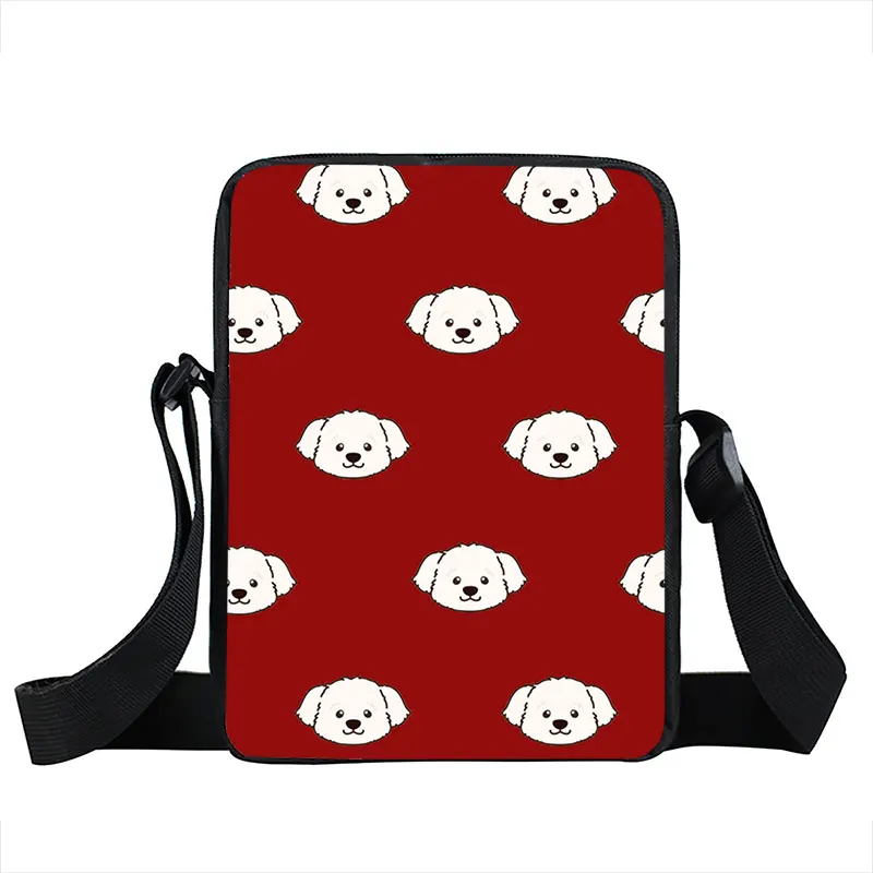 Cão bonito Imprimir Crossbody Bag Bolsa Das Mulheres Shih Tzu Saco Do Mensageiro Do Cão Sacos Pequenos Satchel Bichon Frise/maltês Saco De Livro De Ombro Do Cão