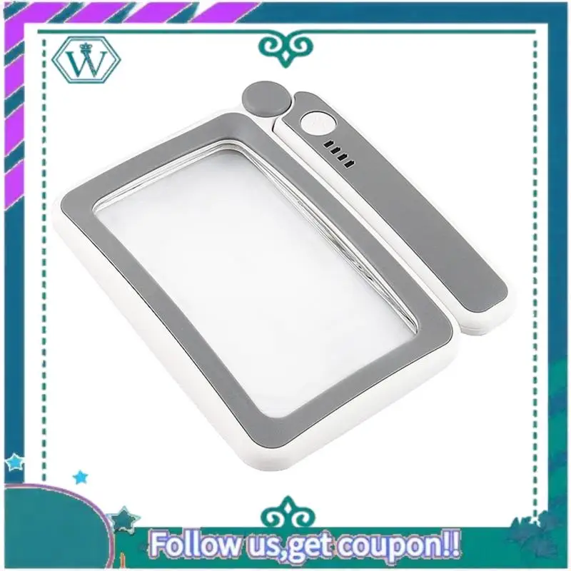 Magnifying Glass With Light Reading Gifts Accessories Rechargeable LED Page Magnifier 4X For Book Lovers Handheld Vision Aids