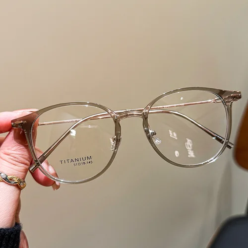 Imagen 2 del producto Gafas de miopía de semititanio con montura ovalada ligera OKH para hombres y mujeres, gafas graduadas personalizadas para leer