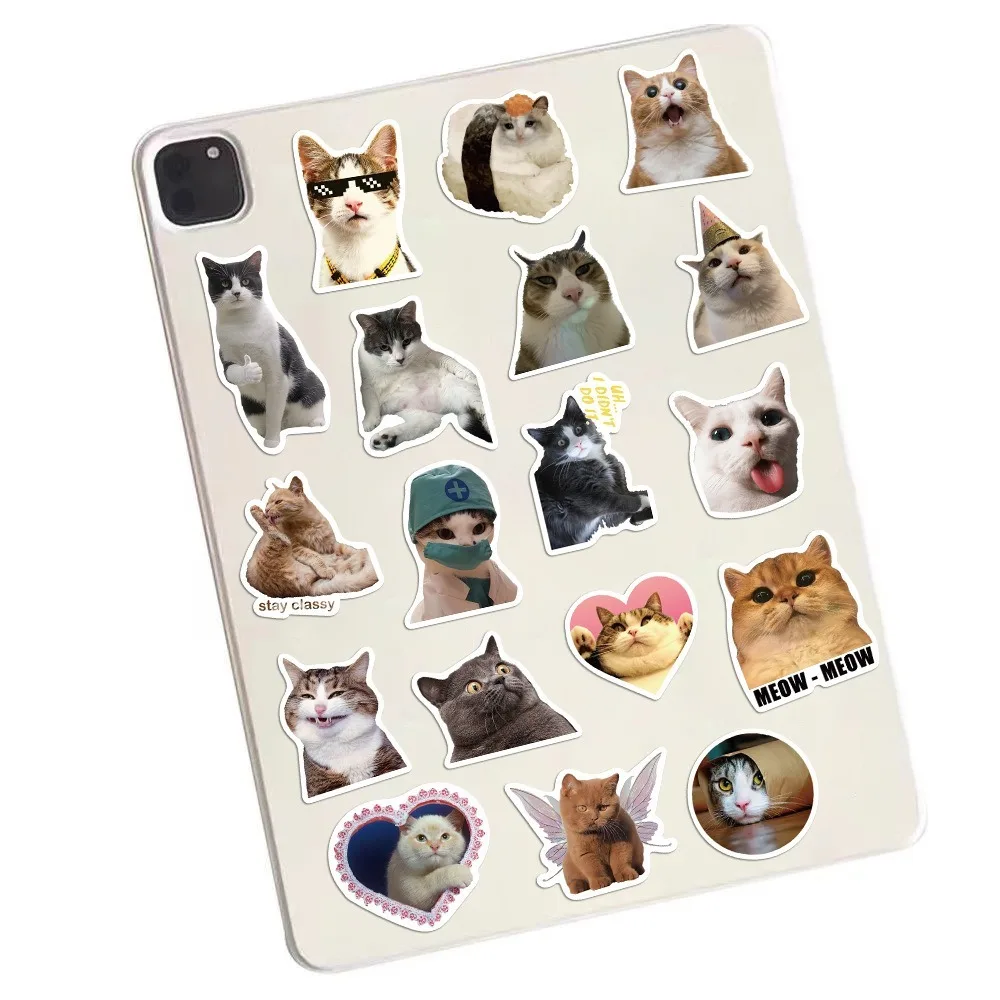 50 pezzi carino MEME Network adesivi per gatti popolari animali cartoni animati adesivi per gatti divertenti vari adesivi per graffiti fai da te custodia per telefono