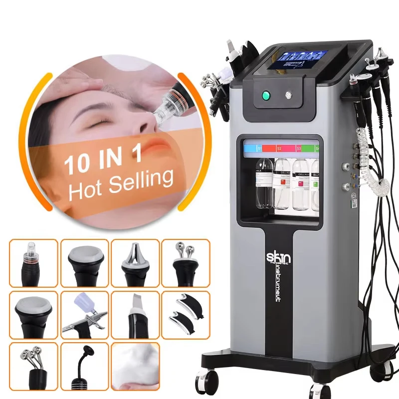 

2025 Beauty Instruments Newest 10 in 1 Hydrodermabrasion Exfoliation Ultrasonic Facial Treatment Oxygen Injection Skin Rejuvenat
