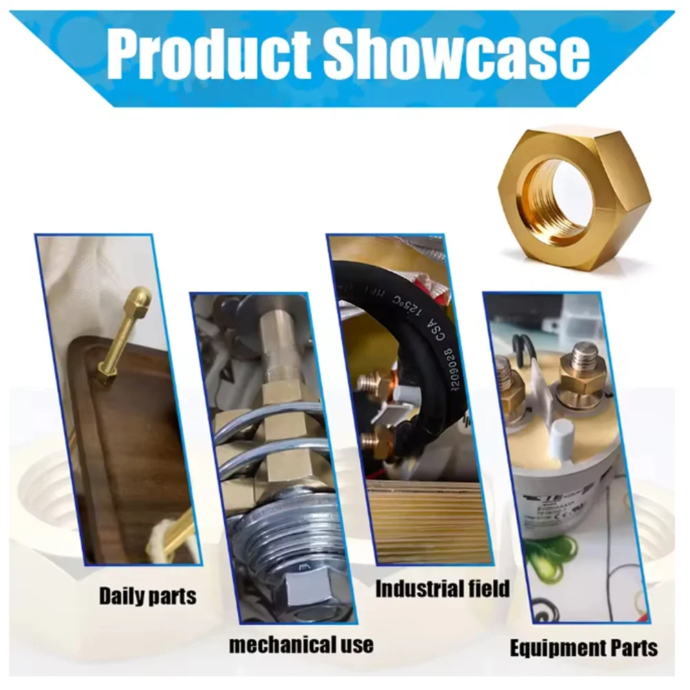 1-100 pces m1.4 m1.6 m2 m2.5 m3 m4 m5 m6 m8 m10 m12 m14 m16 m20 m22 m24 porca hexagonal de bronze rosqueada métrica parafusos din934