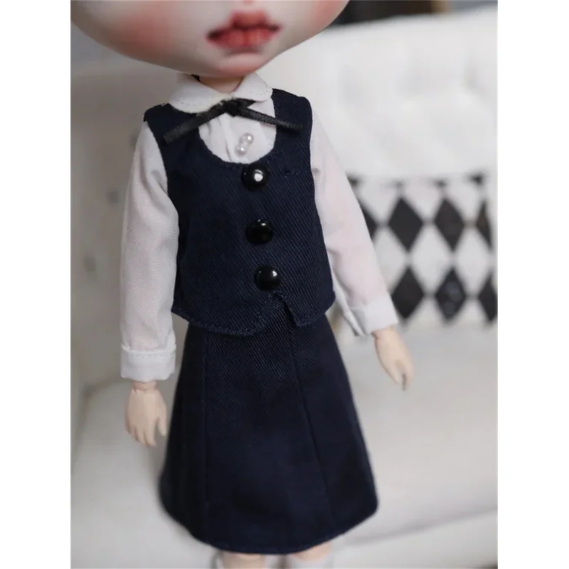 ملابس دمى BJD مناسبة لحجم ob24/26 مجموعة ملابس موحدة للكلية فنغشوي إكسسوارات دمي (نقطتان)