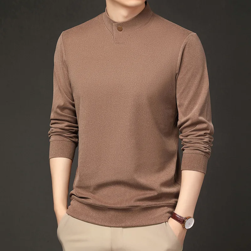 Otoño Invierno nueva moda hombres medio cuello tortuga sudaderas con capucha casual espesar color sólido cálido camisetas ropa masculina tops camisetas