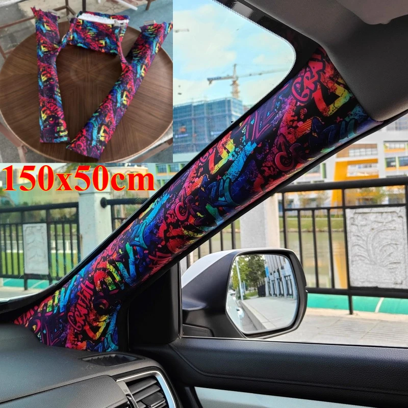 

150x50cm Car Interior Self-adhesive Cloth Adhesive Embroidery Sticker Interior Modification ABC Column for Car DIY Accessories
