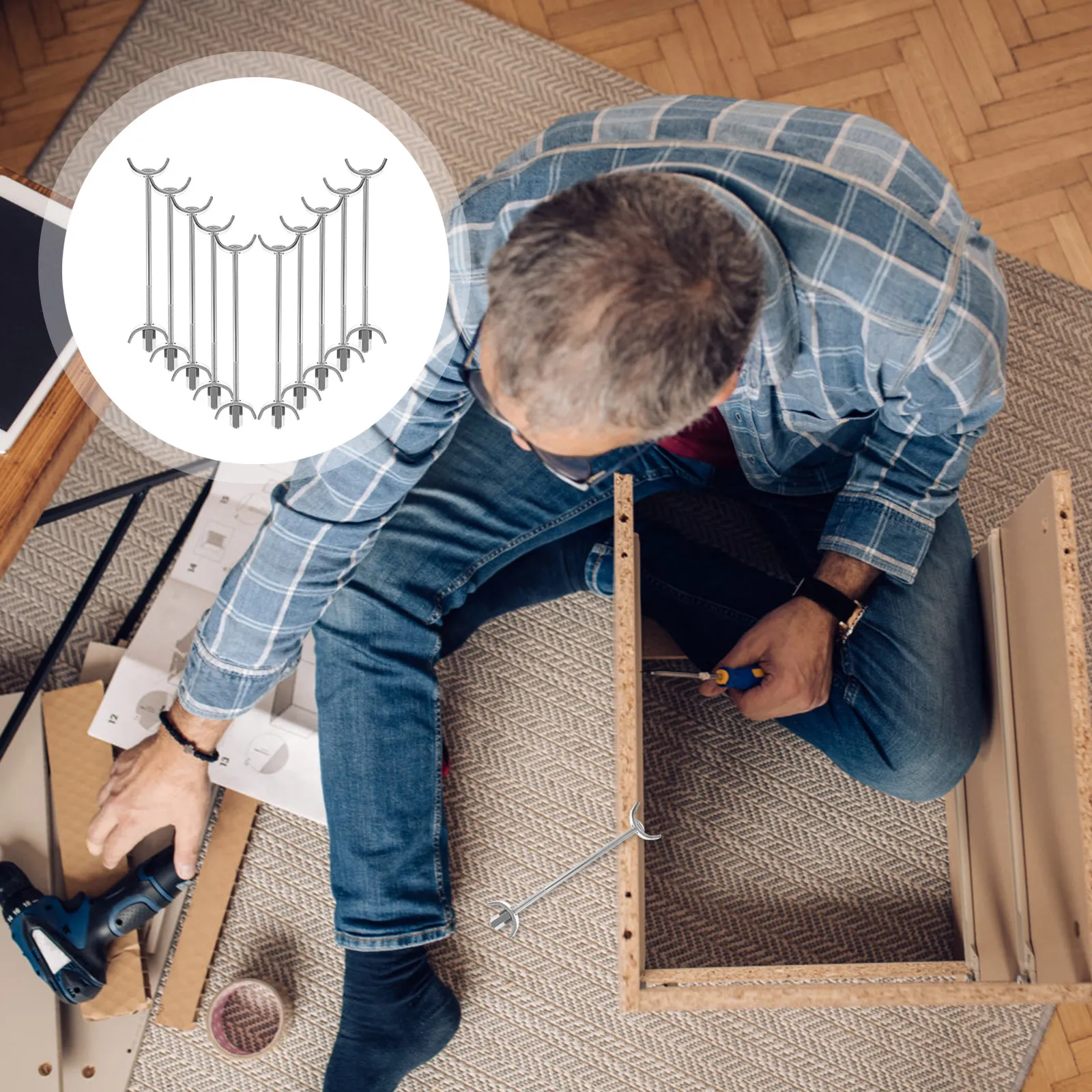 

10pcs Countertop Connector 150Mm Galvanized Steel Benchtop Joint Fastener For Furniture Work Surface Bolts Thread