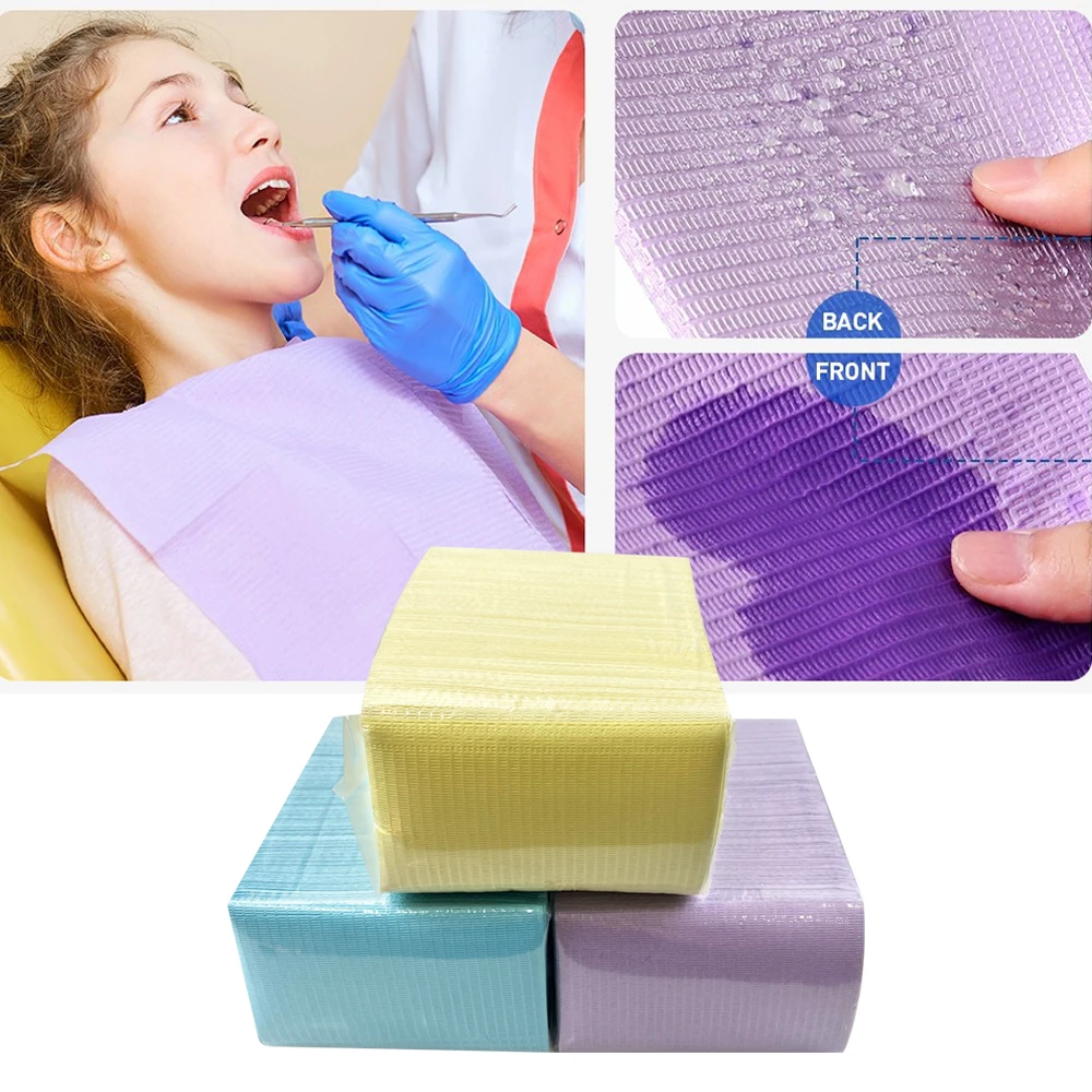 125 unids/pack almohadilla limpia para odontología Baberos para perforación Dental papel médico impermeable servilletas desechables para pacientes accesorios de tatuaje