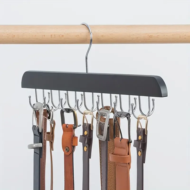 Aufbewahrungsregal-Halter, Kleiderbügel aus Holz mit 20 Haken, drehbarer Schrank-Organizer, platzsparender Kleiderbügel für Tank-Tops, Unterwäsche