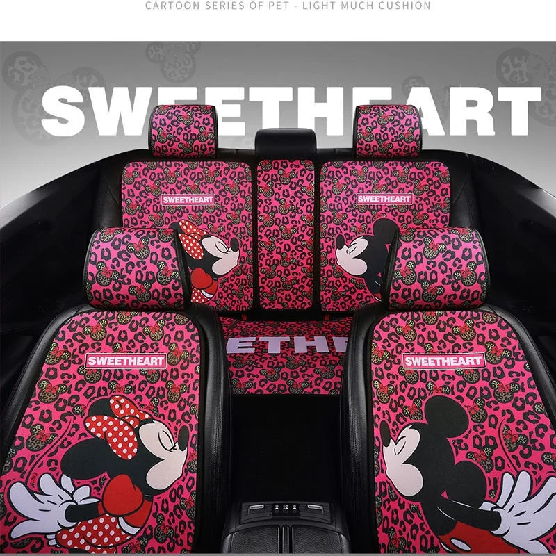 Disney Mickey Minnie Couple Mouse Personality cute pink Car Cushion Four Seasons Universal Cartoon  car interior  tools