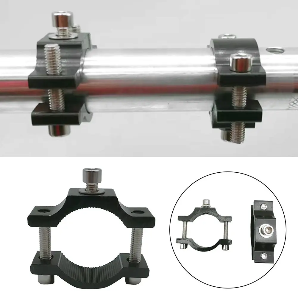 Bumper Clamp Mount Motorcycle Handlebar Mount Black Brackets Heavy-Duty Construction Wide Compatibility Lightweight Design