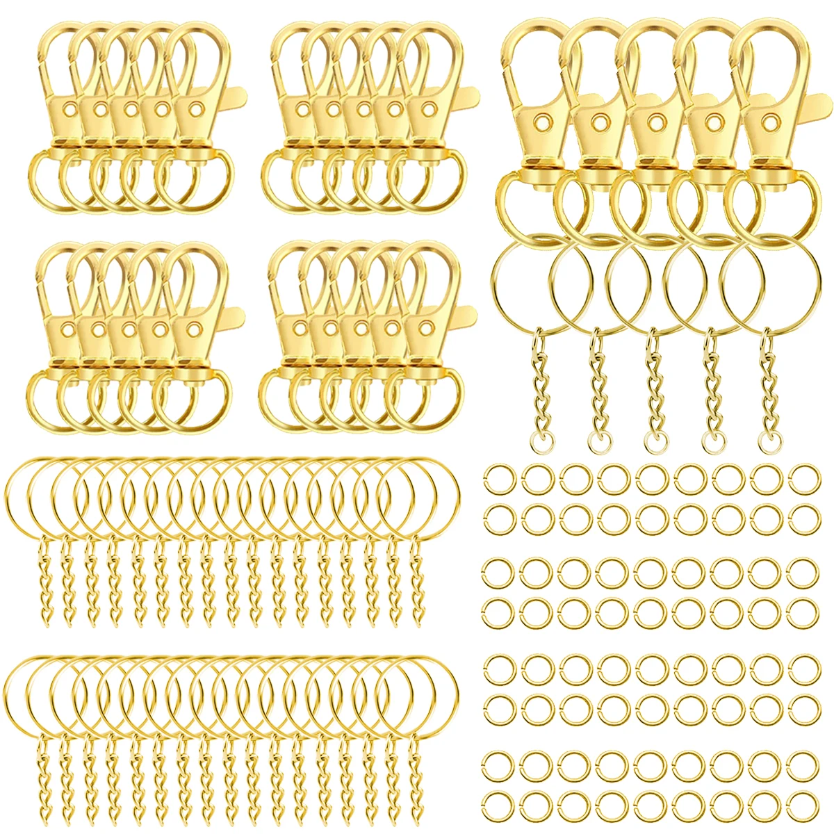 Rotary Clasp Hook Metal Spring Chain Keychain Set