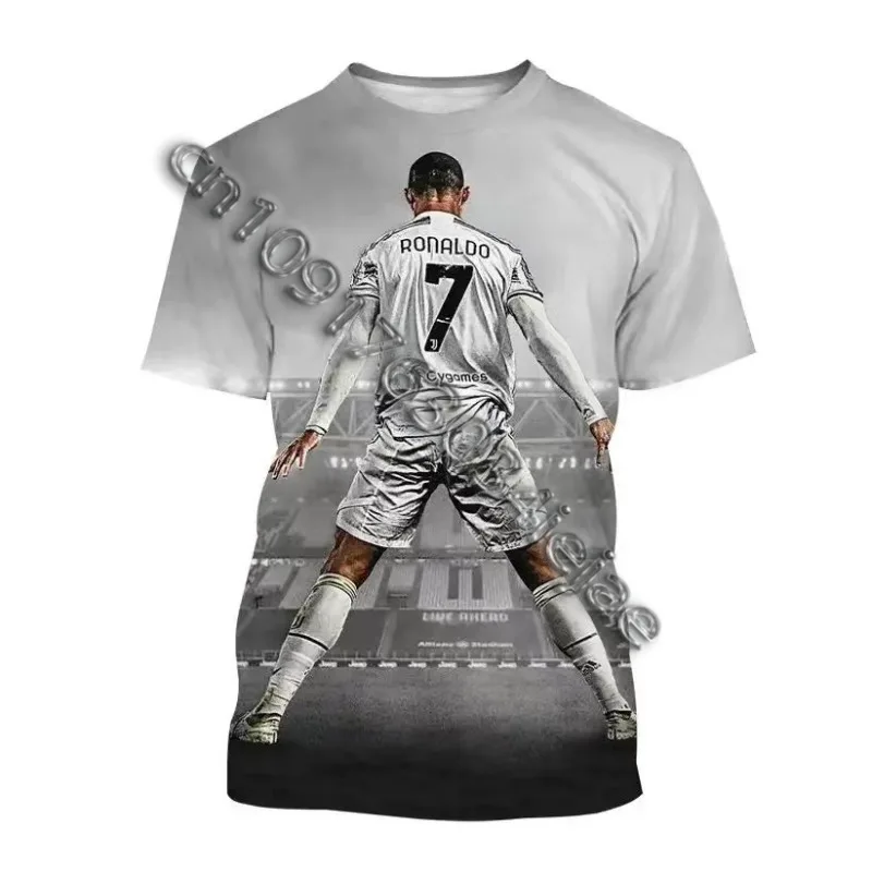 

Ronaldo, летняя модная новая футболка с футбольной звездой, повседневная мужская футболка с круглым вырезом и 3D принтом, футболка в стиле хип-хоп с короткими рукавами