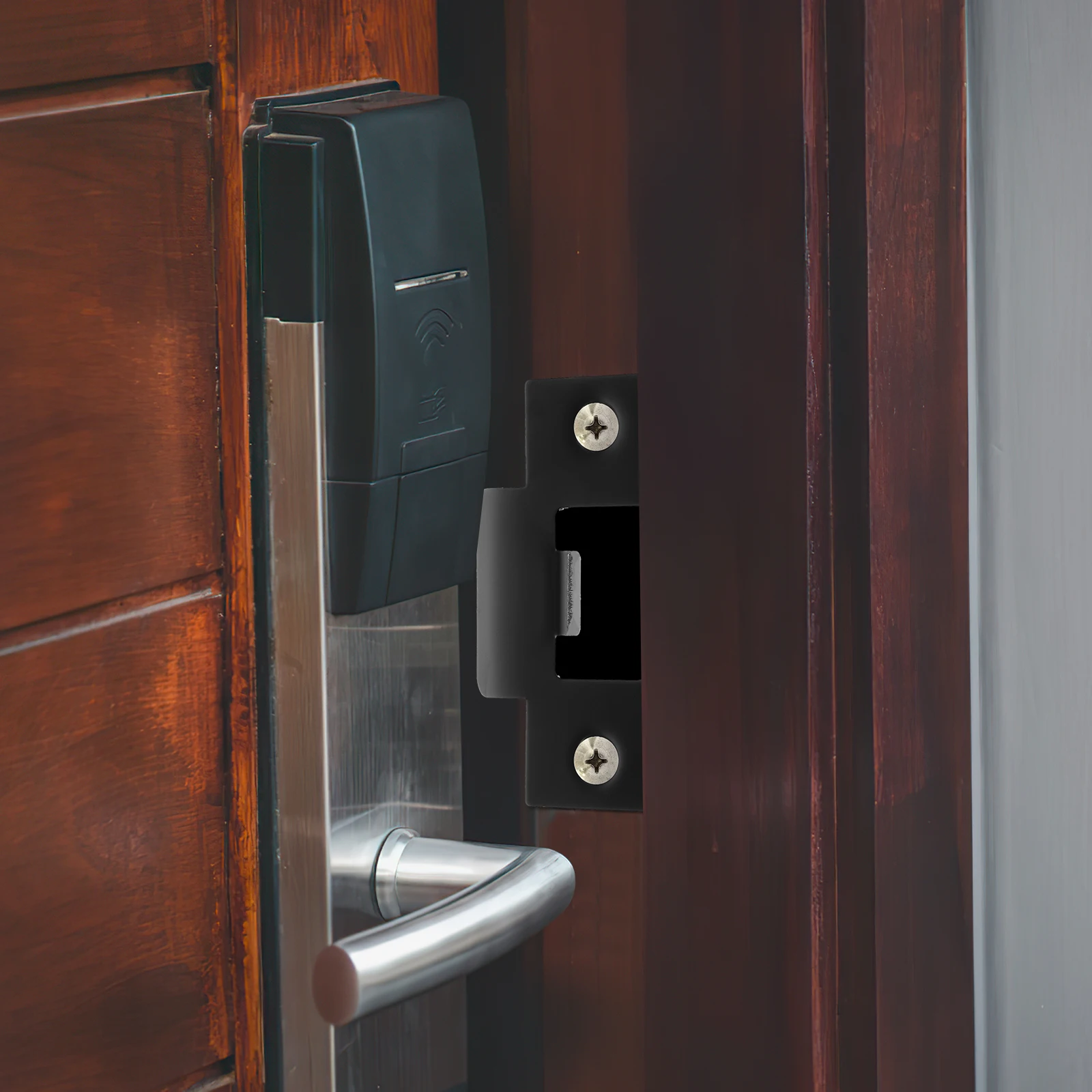 

4pcs Stainless Steel Reinforcement Plates Front Security Strike Plate Extender Durable Anti-Rust Door Lock Hardware For Home