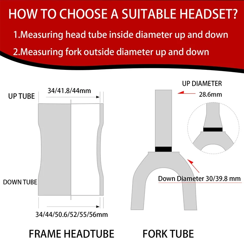 BUCKLOS Bike Headset for 34-34/44-44/44-50.6/44-55/44-56 Bike Frame Bicycle 1 1/8 Headset Seal Bearing 28.6mm MTB Headset image 6
