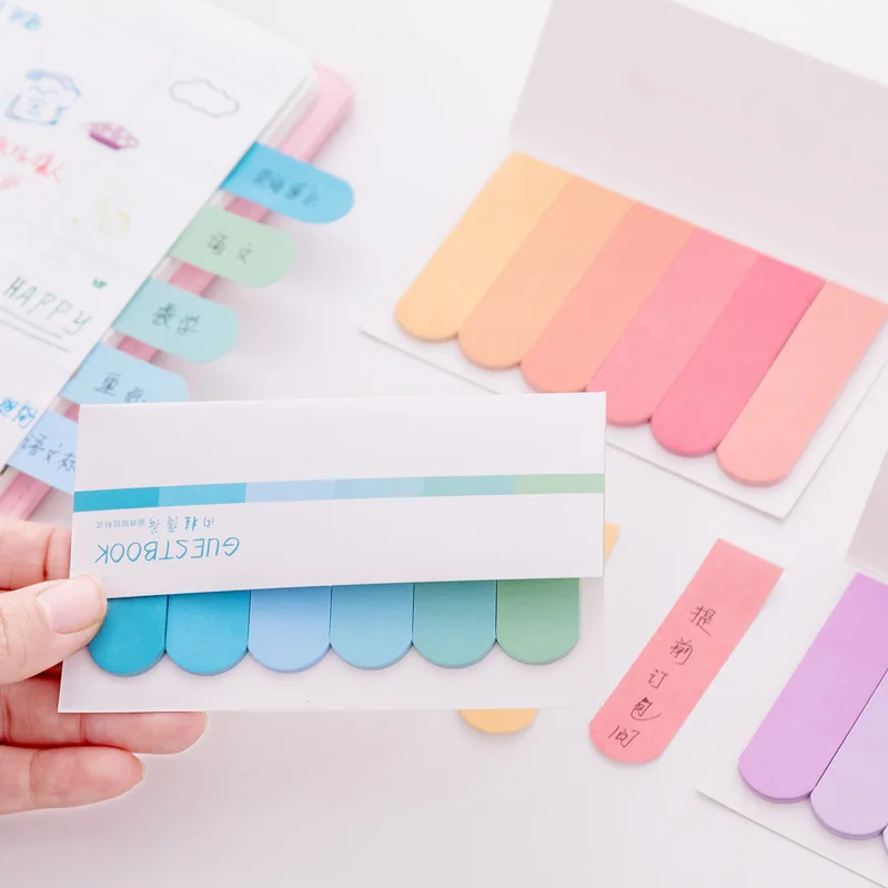 Gradient Color Sticky Self Adhesive Memo Pad Page Markers Colored Sticky Tabs For School Office Supply