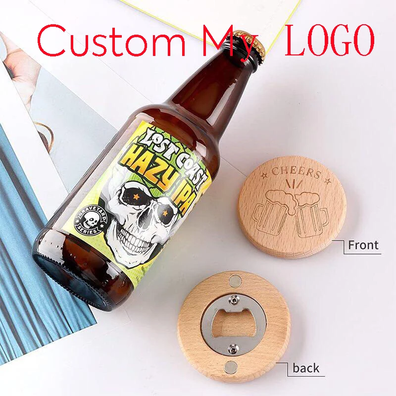 Fast Delivery  50 100 PCS/Lot Blank DIY Wooden Round Shape Bottle Opener Coaster Fridge Magnet Decoration Beer Bottle Opener