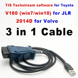 Atmel 3in1 for JLR V164 Pro J2534 for Volvo 2014d for Toyota TIS OBD2 Diagnostic Cable Tool PK Mini VCI Suitable Vdash P3tools