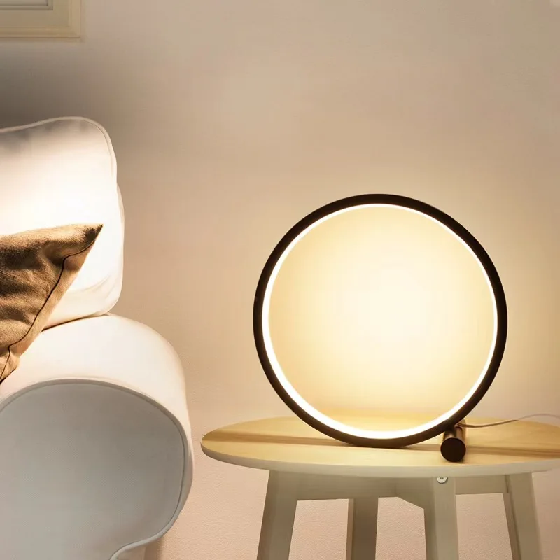 Circular tricolor desk lamp&home decoration lamp with infinite dimming, suitable for use in bedrooms, study rooms, etc