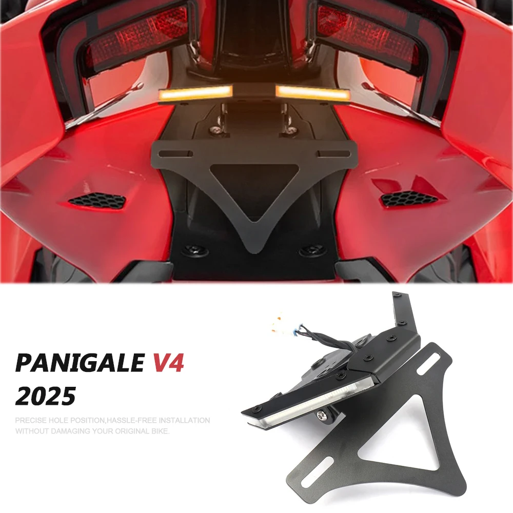

For Ducati Panigale V4 2025 Tail Tidy Rear Fender Eliminator Kit with LED Light Motorcycle License Plate Frame Holder Bracket