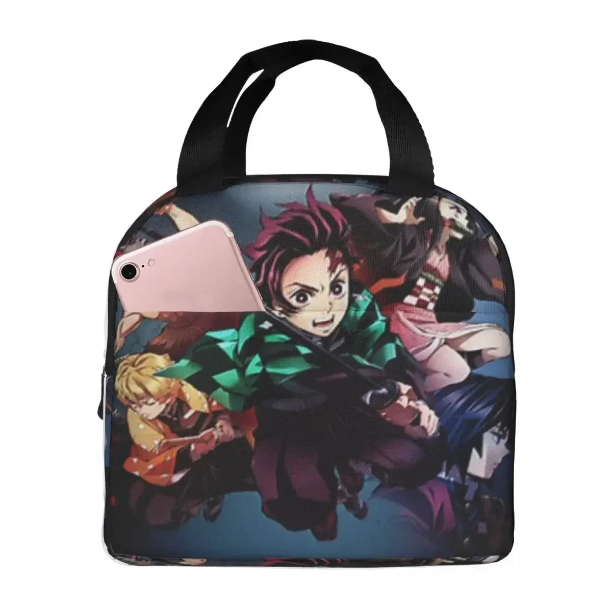 Anime Demon Slayer Kamado Tanjirou borse per il pranzo isolate borse da Picnic a tenuta stagna scatola termica per il pranzo Tote per donna lavoro bambini