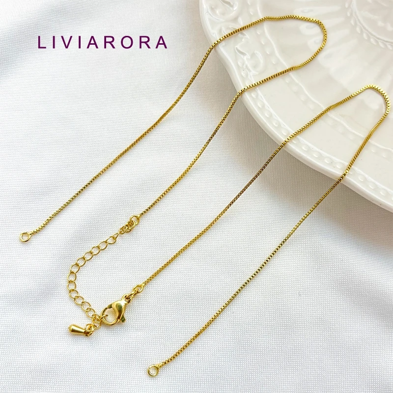 1/3/5Pcs 50cm 18K Gold Plated Brass Metal Venetian Box Chain Necklace,1mm Thin Box Chain For Jewelry Making Accessories