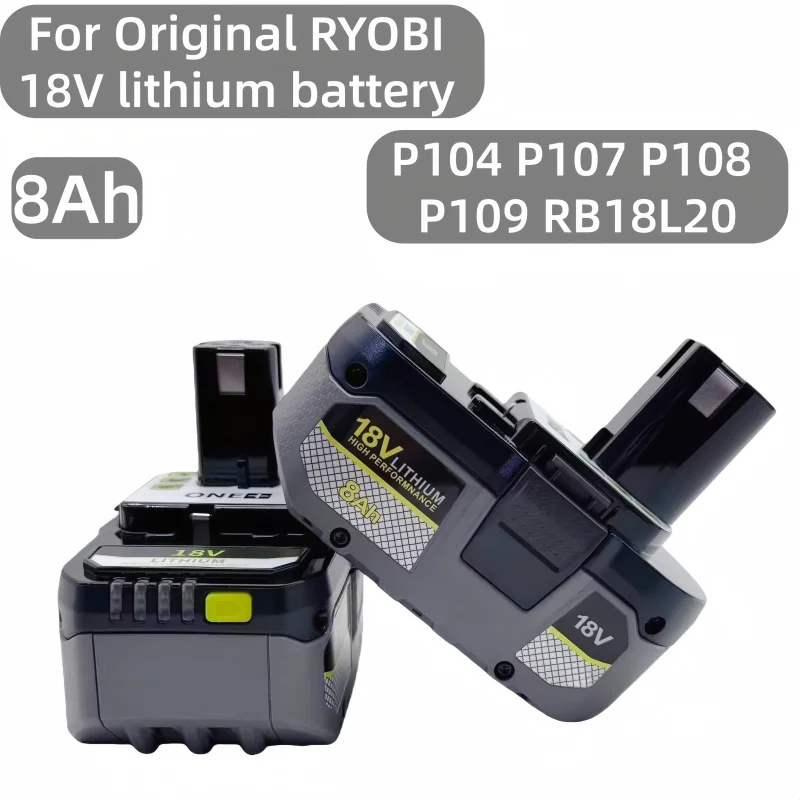 

100% Original RYOBI P108 18V Lithium Battery Rechargeable High Capacity for One+ Power Tools P104 P107 RB18L20