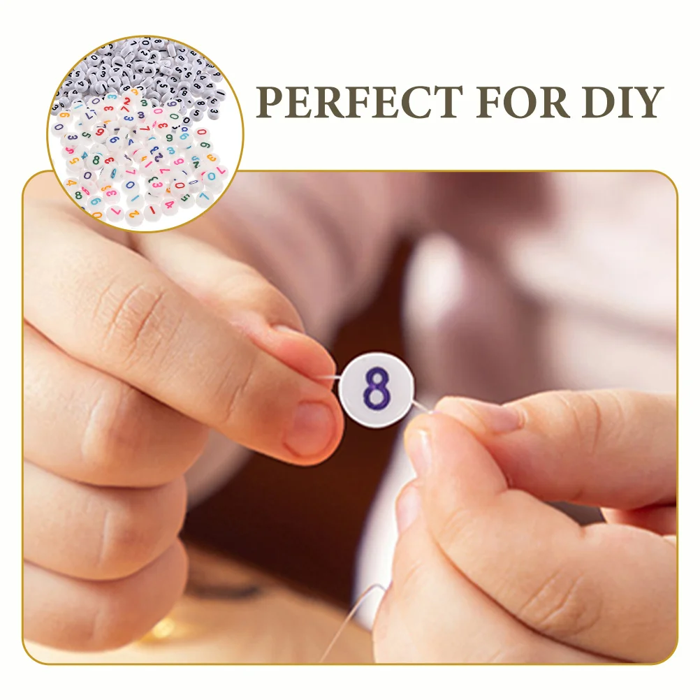 

200pcs Digital Bead Keychain Accessories Round Acrylic Number Beads for Jewelry Making Bracelet DIY Crafts Lightweight Portable