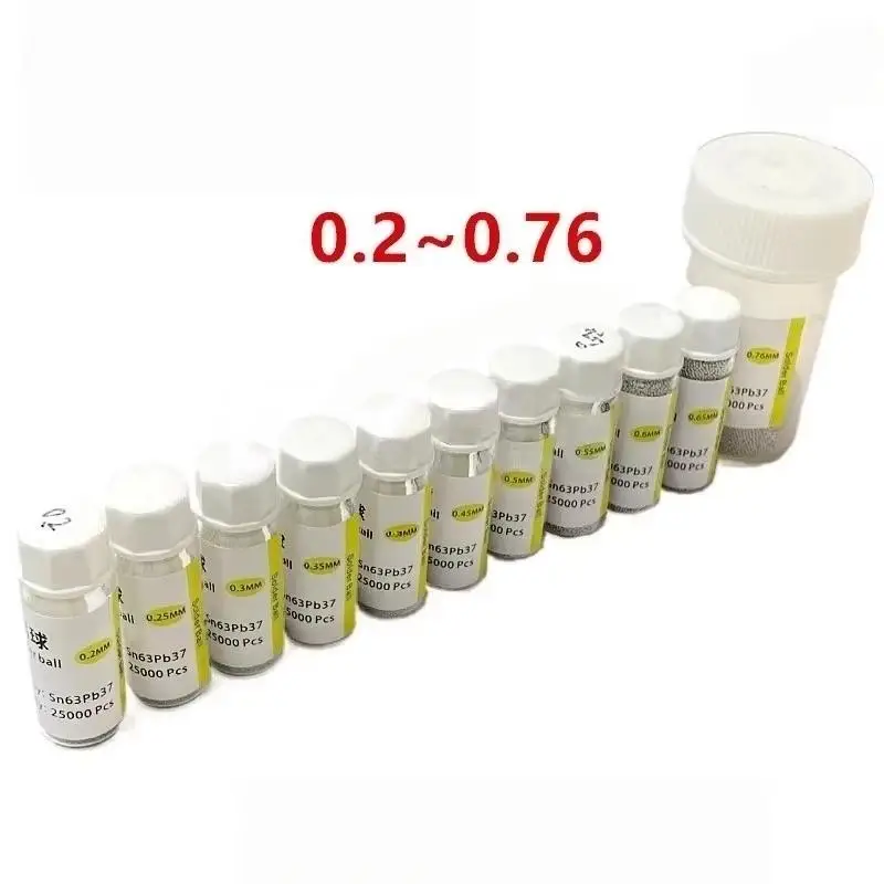 1Bottle BGA Reballing Soldering Welding Railing Ball Spheres 0.2/0.25/0.3/0.35/0.4/0.45/0.5/0.55/0.6/0.76mm 25K BGA Solder Ball