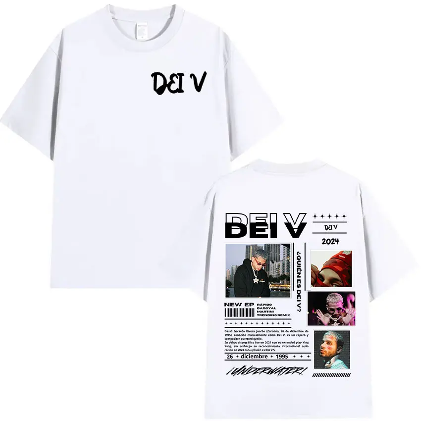 Rapper Quien Es Dei V? Underwater Tour 2025 Graphic T Shirt Men's Retro High Quality Oversized Cotton T-shirt Hip Hop Clothing