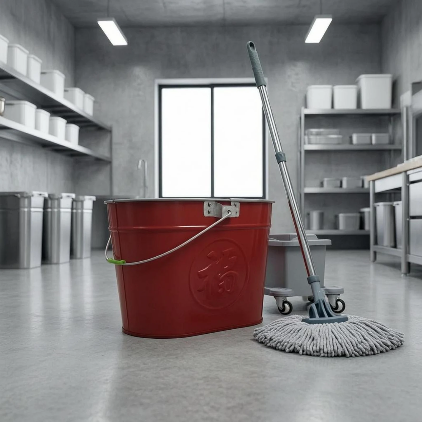 Iron Mop Container Tapered Divided Mop Container Cleaning Container Embossed Stainless Steel Parts