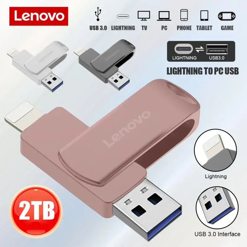 Lenovo 3.0 USB Flash Drive 128GB 2TB Pen Drives 1TB Pendrive U Disk hingh speed Memory USB Stick Free Shipping for PC iphone