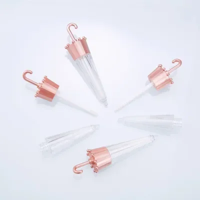 10/50Pcs 5.5ml Creative Umbrella Shaped Empty Lip Gloss Tube Lip Glaze Containers Refillable Cosmetic Bottle DIY Vials Rose Golb