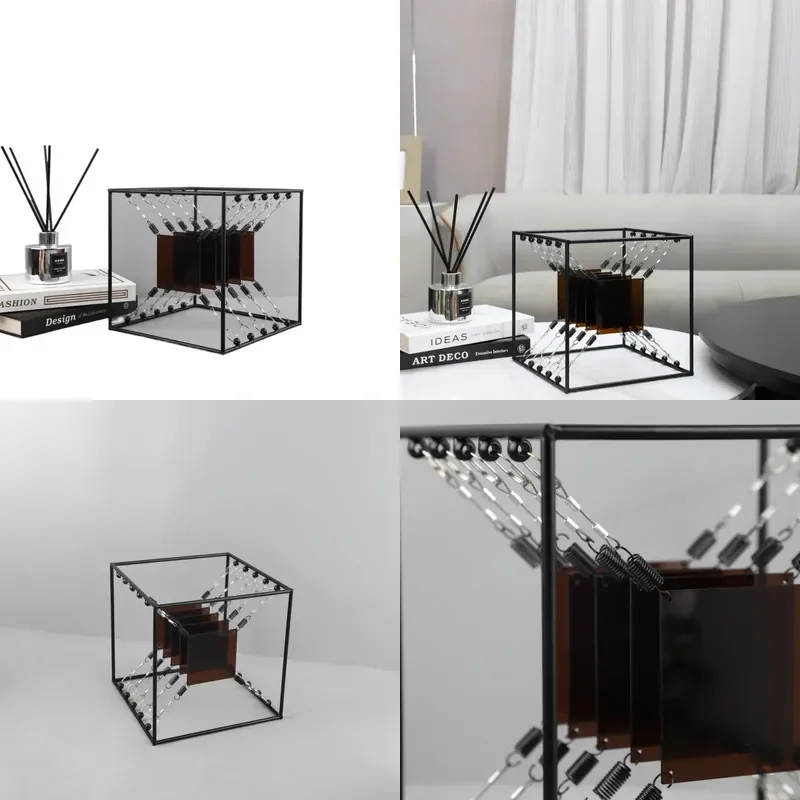 Modern Minimalist High End Metal Acrylic Stacked Geometric Art Ornament for Living Room Entrance Home Jewelry Display Decor